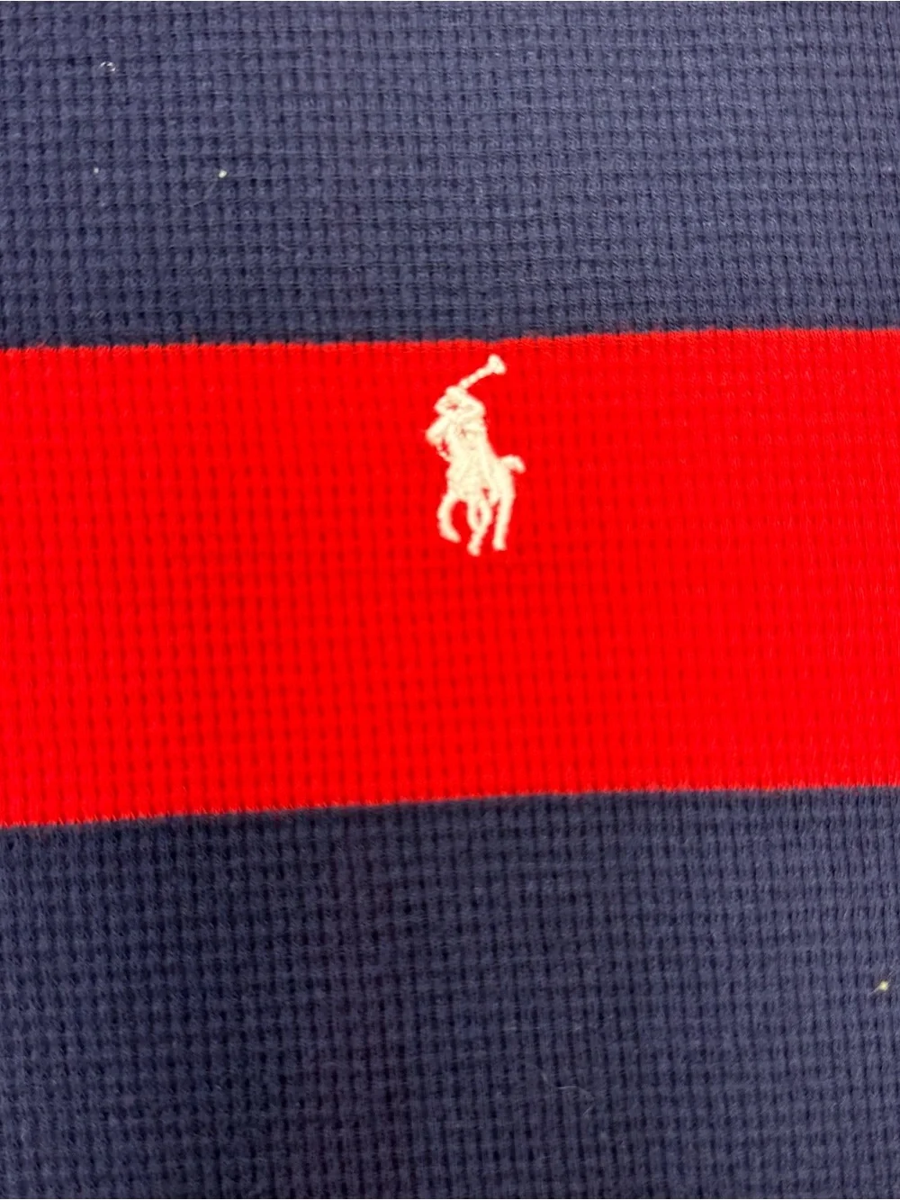 Polo Ralph Lauren Shirt Men XL Waffle Knit Thermal Heavy Cotton Crewneck Blue